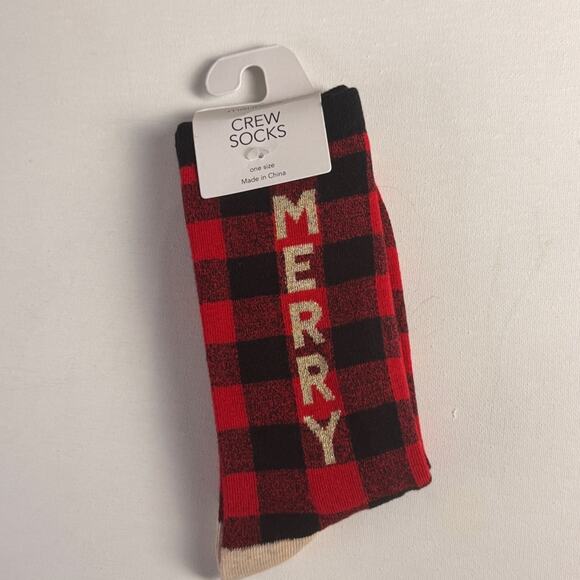 Maurices Holiday Season MERRY   Style Crew Socks Accessories   Sz OS  NWT - Picture 1 of 6